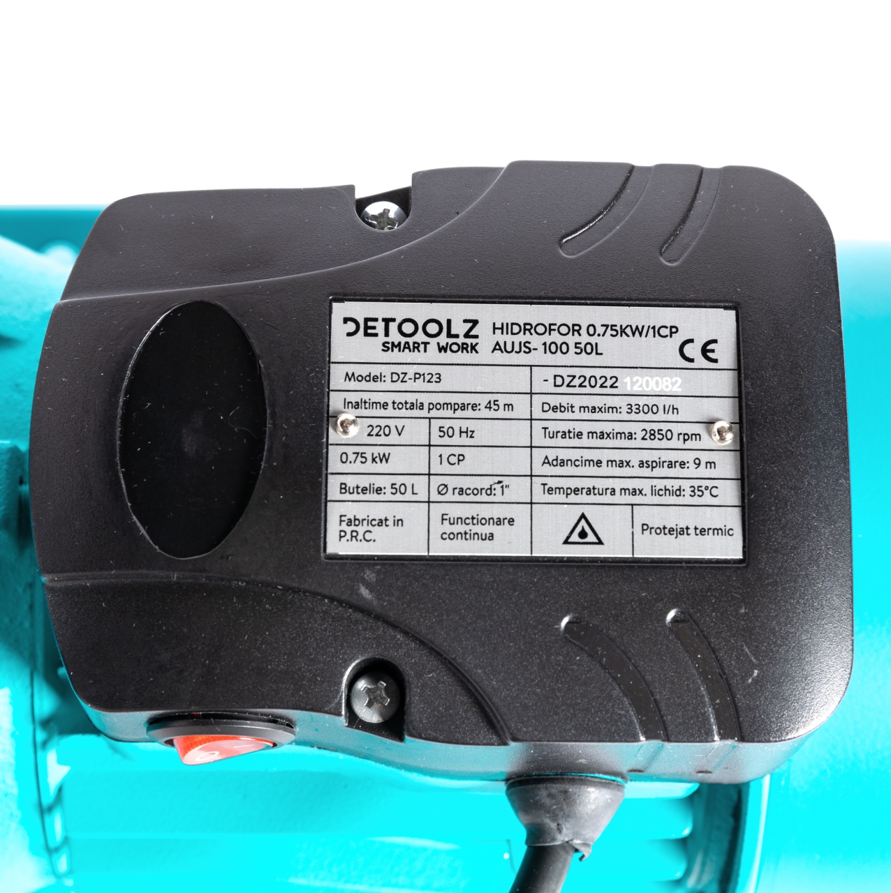 Hidrofor Detoolz 0.75 kW, debit 3300l/h, inaltime de pompare 45m, carcasa pompa inox, volum butelie 50 litri [6]