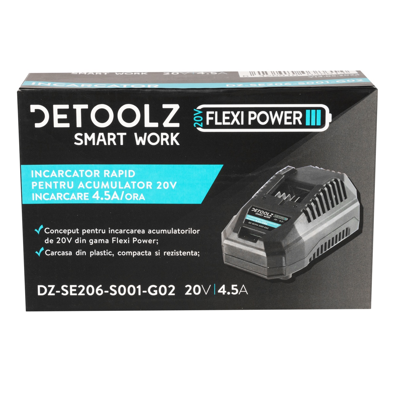 Incarcator rapid, Detoolz, pentru acumulator 20V, incarcare 4.5A/h [8]