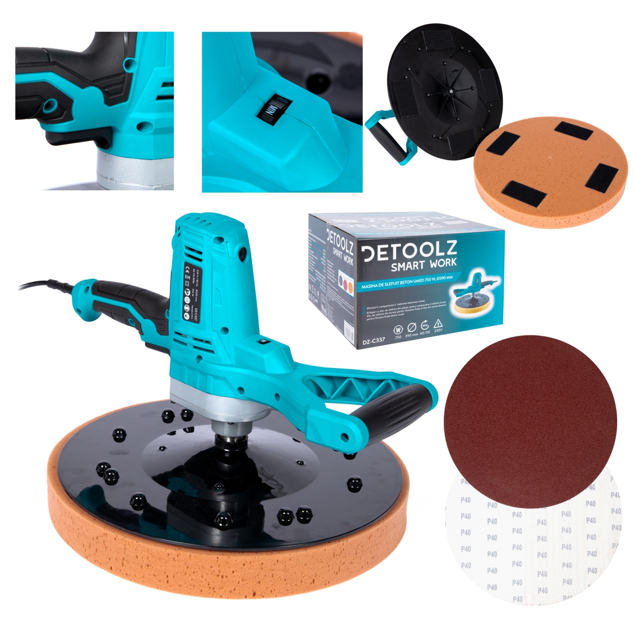 Masina de slefuit beton umed DZ 750W Ø390 mm G01 [10]