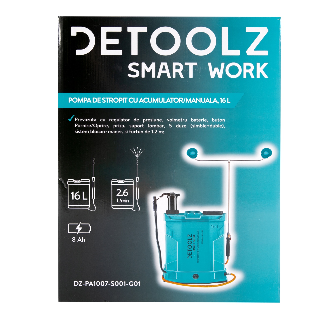 Pompa de stropit 2 in 1 ( acumulator si manuala), Detoolz 16L [15]