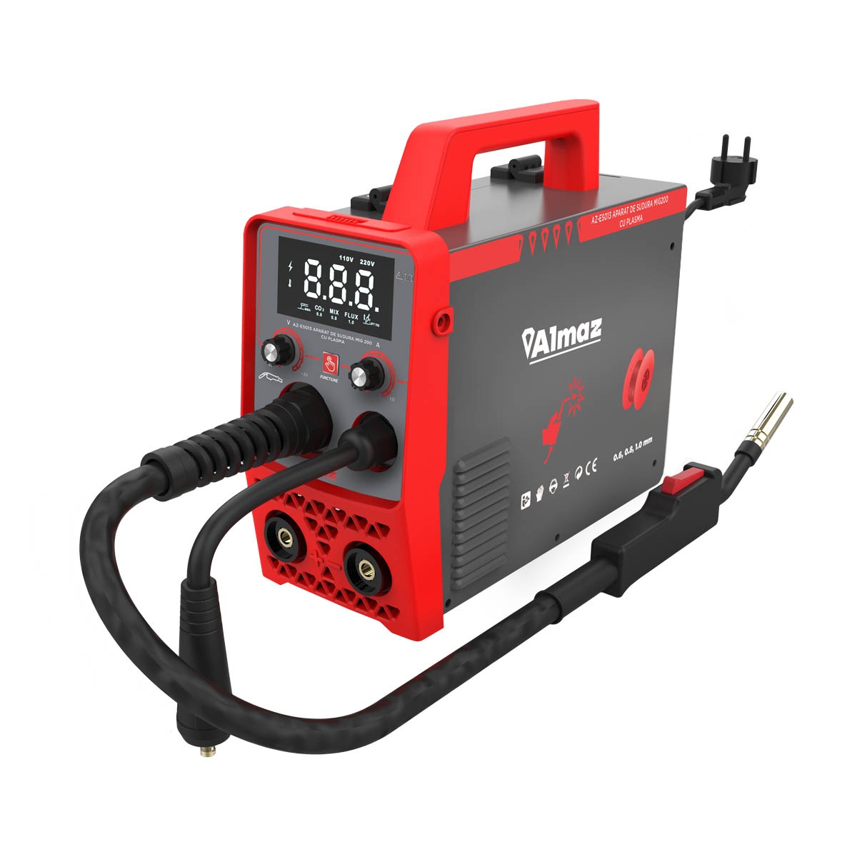 Aparat sudura Almaz, MMA+MIG+MAG+LiftTIG+FCAW, intensitate maxima 200A, afisaj digital [1]