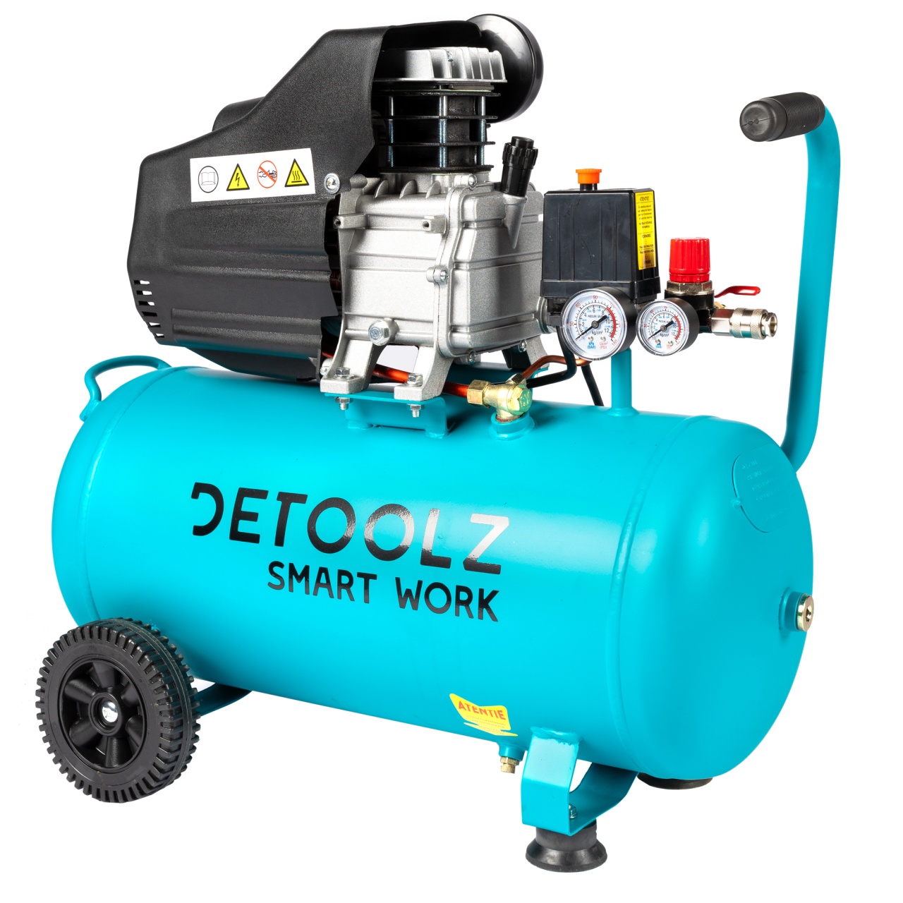 Compresor Detoolz 50L cu ulei, 1680 W, debit 206L/min, 8 bar, 2 prize de aer [12]