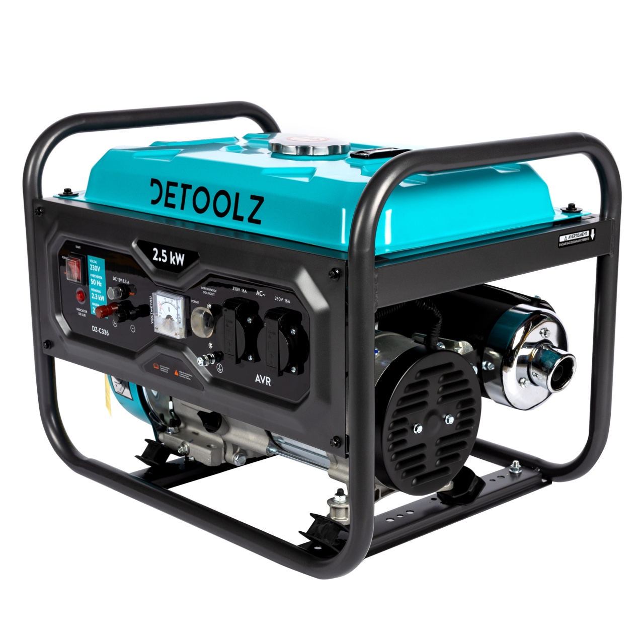 Generator Detoolz 2.5kW 2 prize 230V benzina, 4T, pornire manuala 15L fara roti G01 [2]