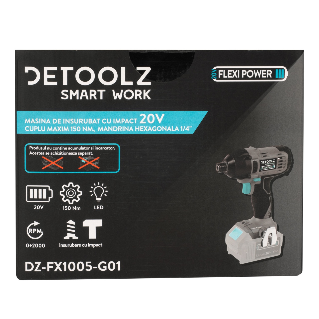 Masina de insurubat cu impact 20V, cuplu maxim 150 Nm, mandrina hexagonala 1/4" [16]