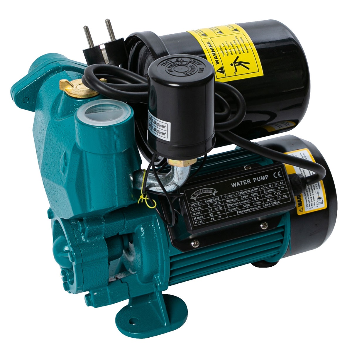Mini hidrofor Micul Fermier 0.125 kW, debit maxim 2000l/h, inaltime maxima de pompare 22m, corp pompa fonta, capacitate vas expansiune 2 litri [1]