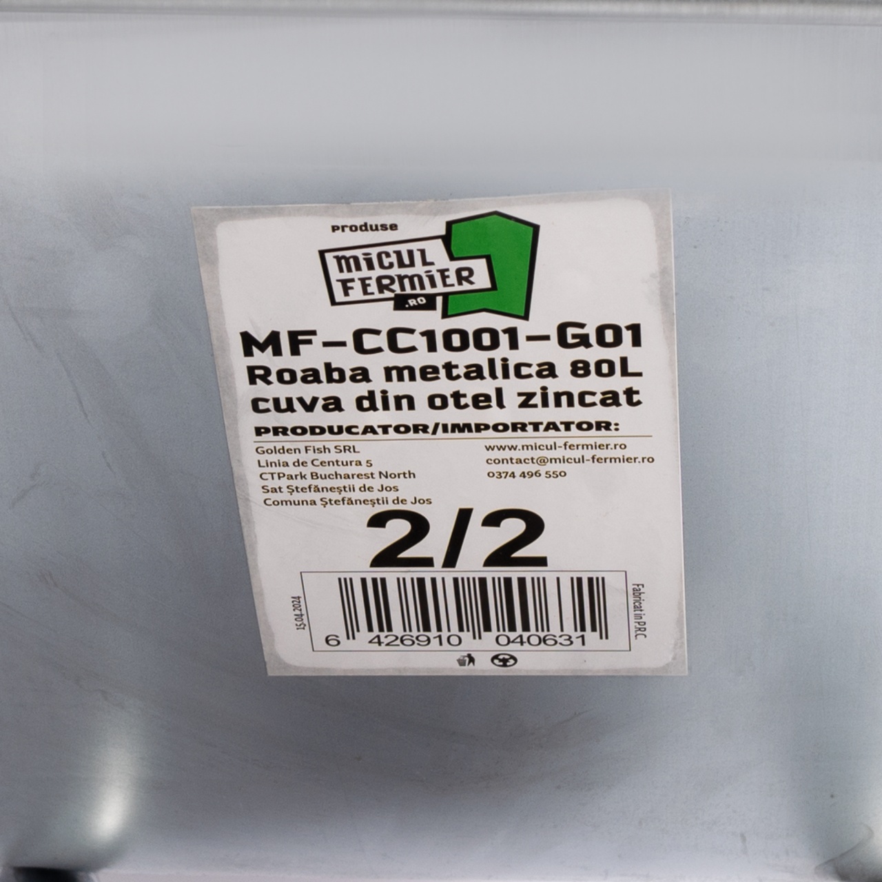 Roaba metalica Micul Fermier 80L cuva otel zincat G01 [3]