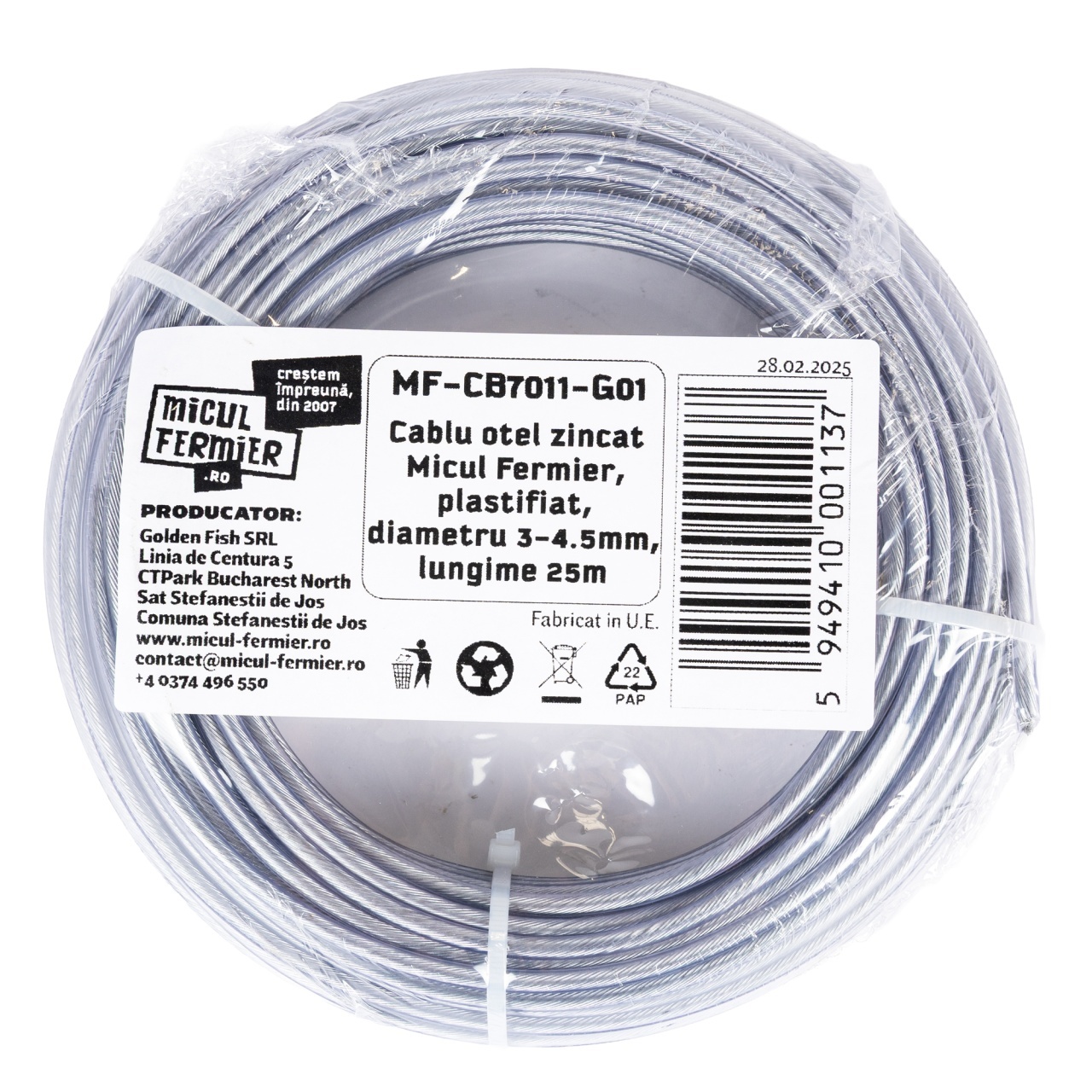 Cablu otel zincat Micul Fermier, plastifiat, diametru 3-4.5mm, lungime 25m [2]