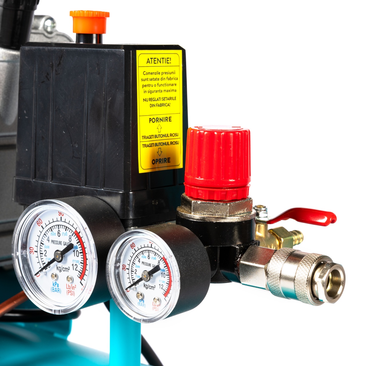 Compresor Detoolz 50L cu ulei, 1680 W, debit 206L/min, 8 bar, 2 prize de aer [13]