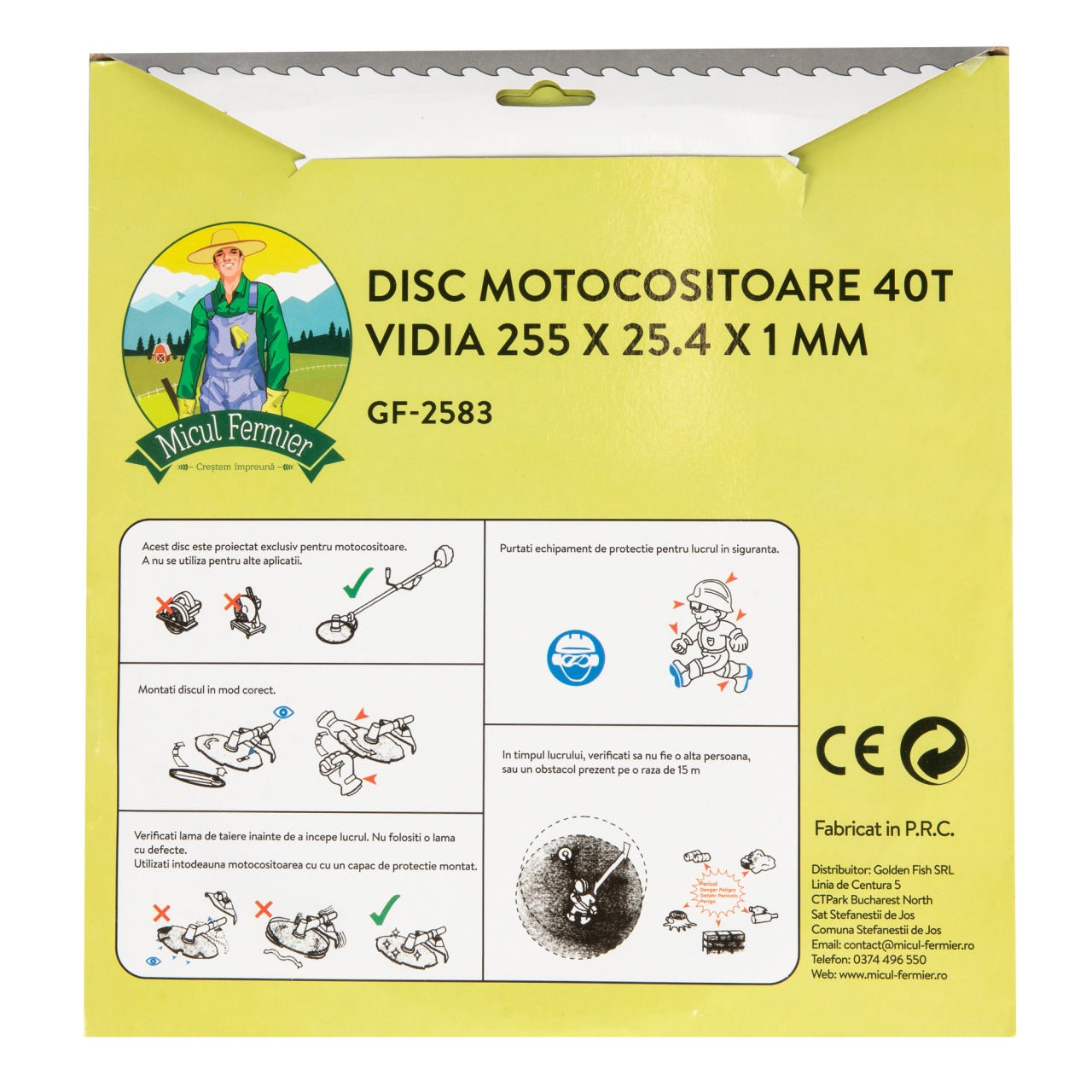 Disc motocoasa Micul Fermier, 40T, vidia, grosime 1mm, Ø255mm [4]