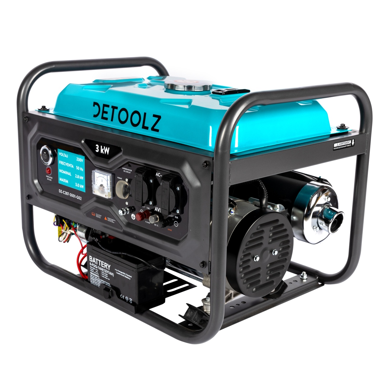 Generator Detoolz 3kW 2P230 B4T pornire electrica 15L fara roti G02 [12]