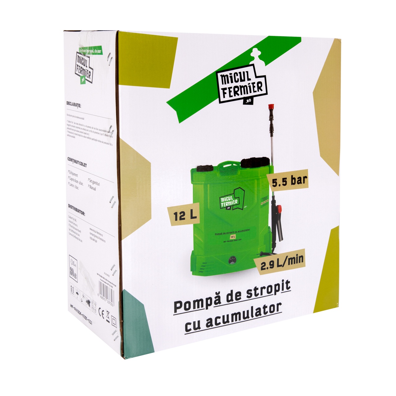 Pompa de stropit cu acumulator, Micul Fermier 12L [12]