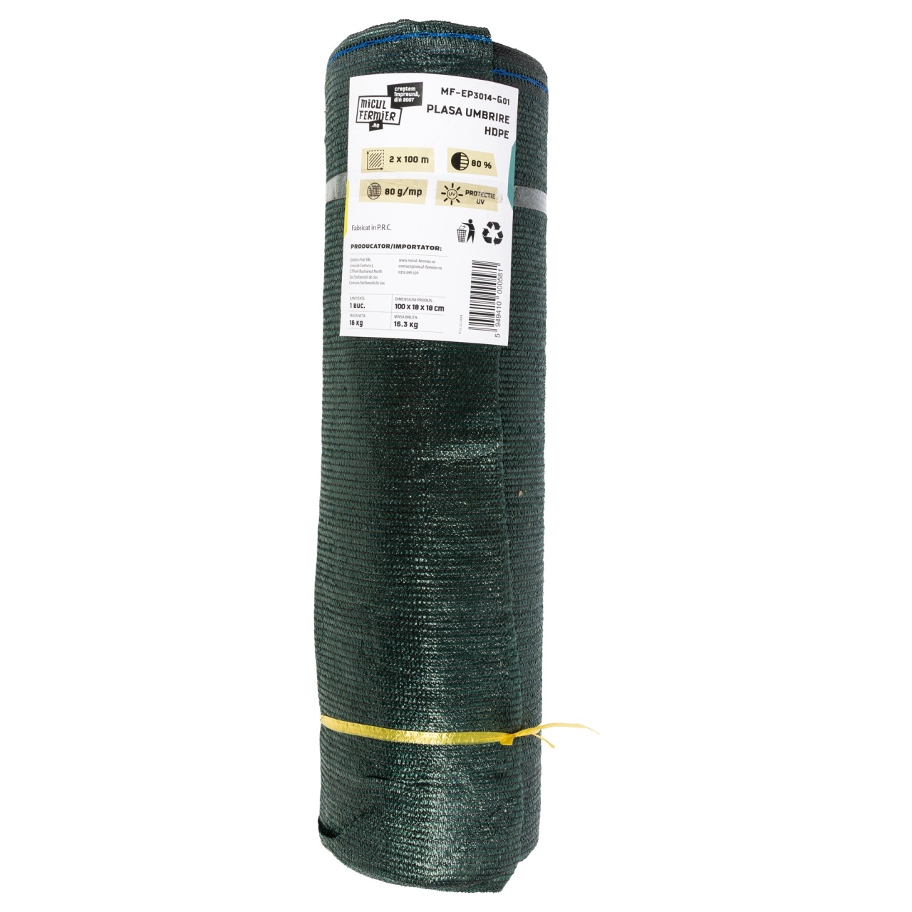 Plasa de umbrire Micul Fermier, HDPE, 2x100m 80g/mp 80% [2]