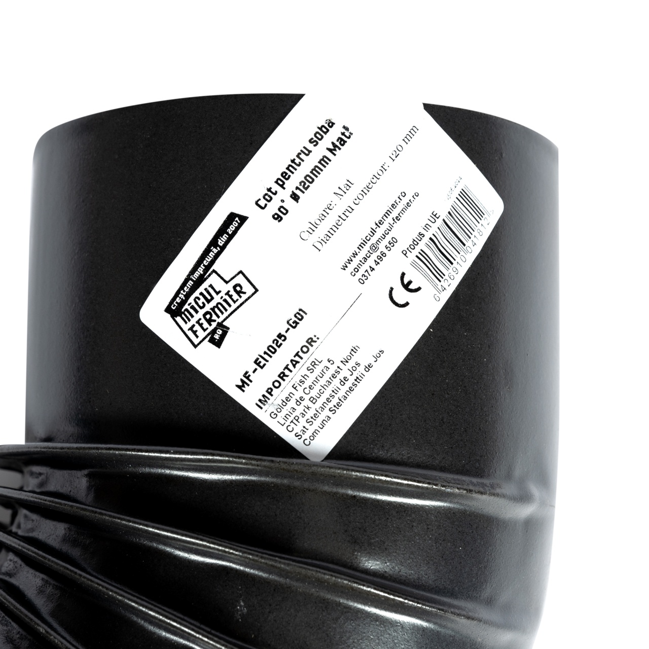 Cot pentru soba pe lemne, 90˚, 120mm, Gri mat [3]