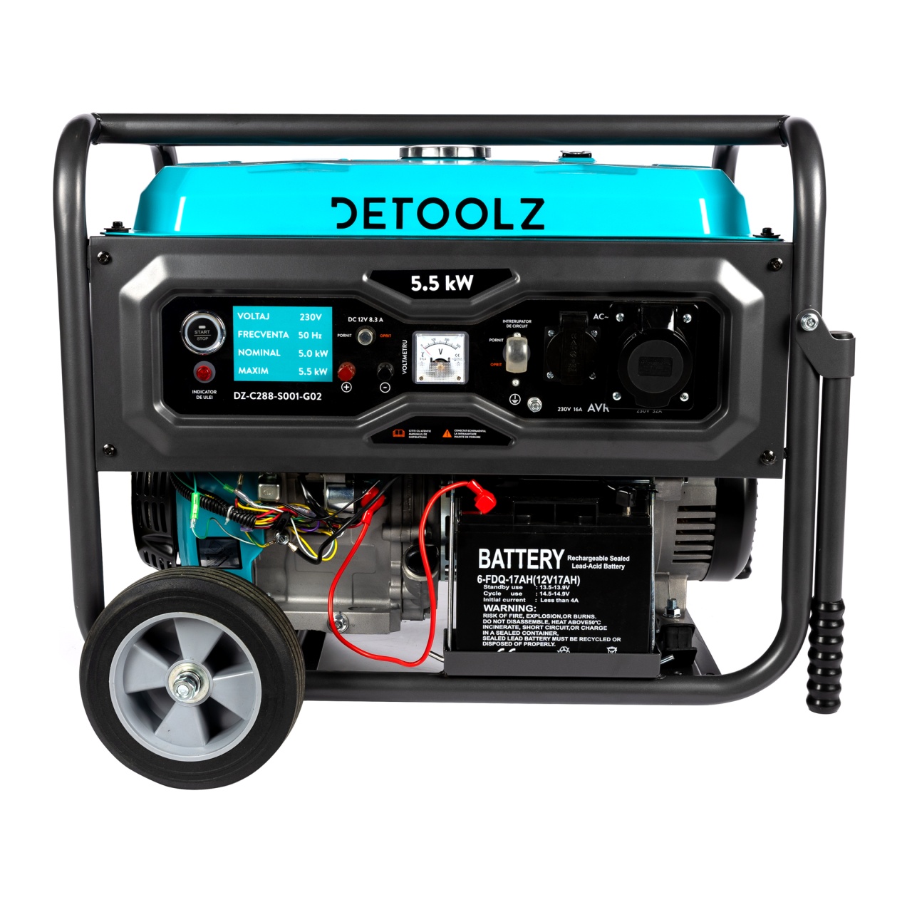Generator Detoolz 5.5kW 2P230 B4T pornire electrica 25L cu roti G02 [1]