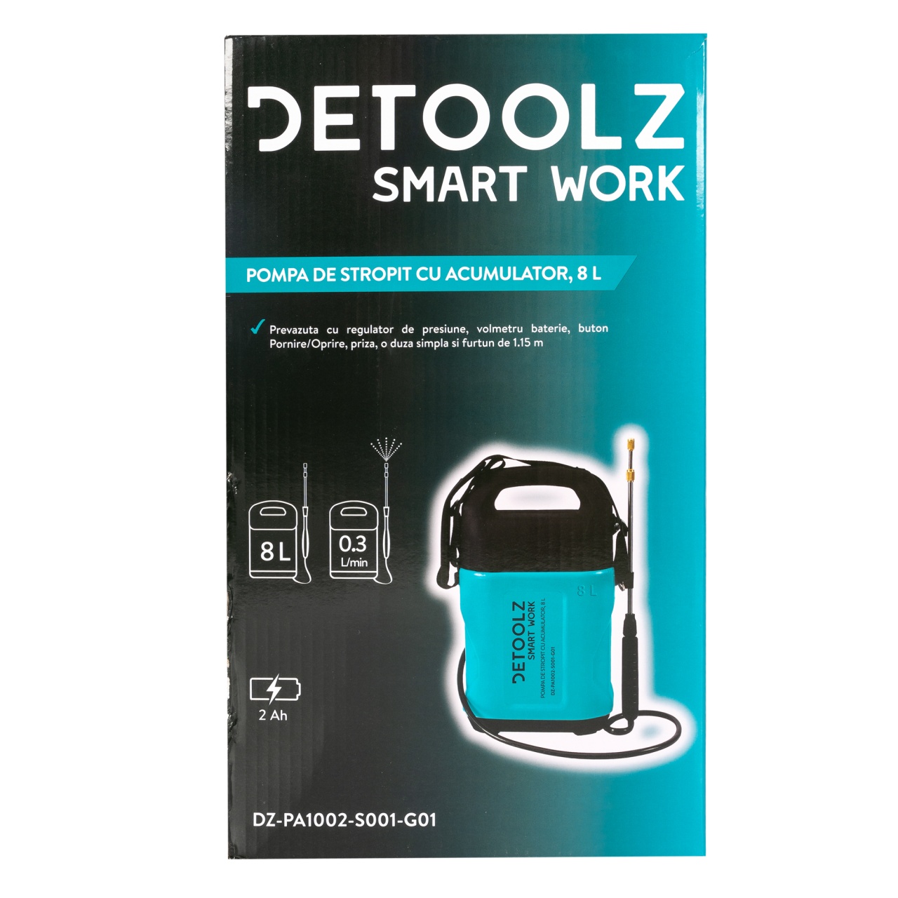 Pompa de stropit cu acumulator Li-Ion, Detoolz 8L [19]