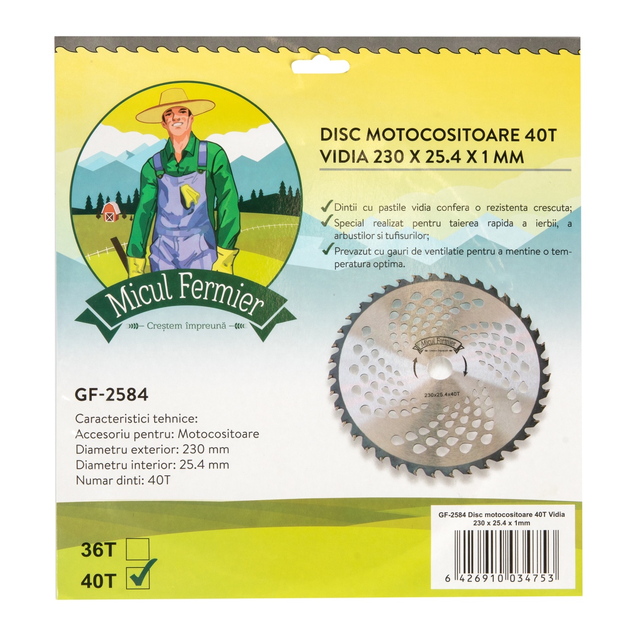 Disc motocoasa Micul Fermier, 40T, vidia, grosime 1mm, Ø230mm [5]