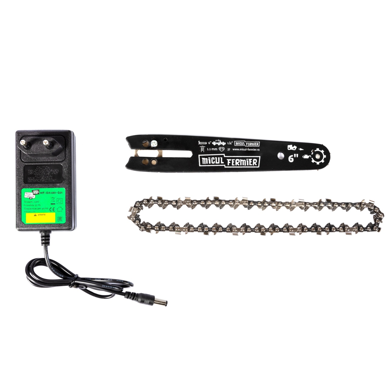 Mini drujba Micul Fermier, 20V, cu doua lame 6'' si 8'', doua lanturi [11]