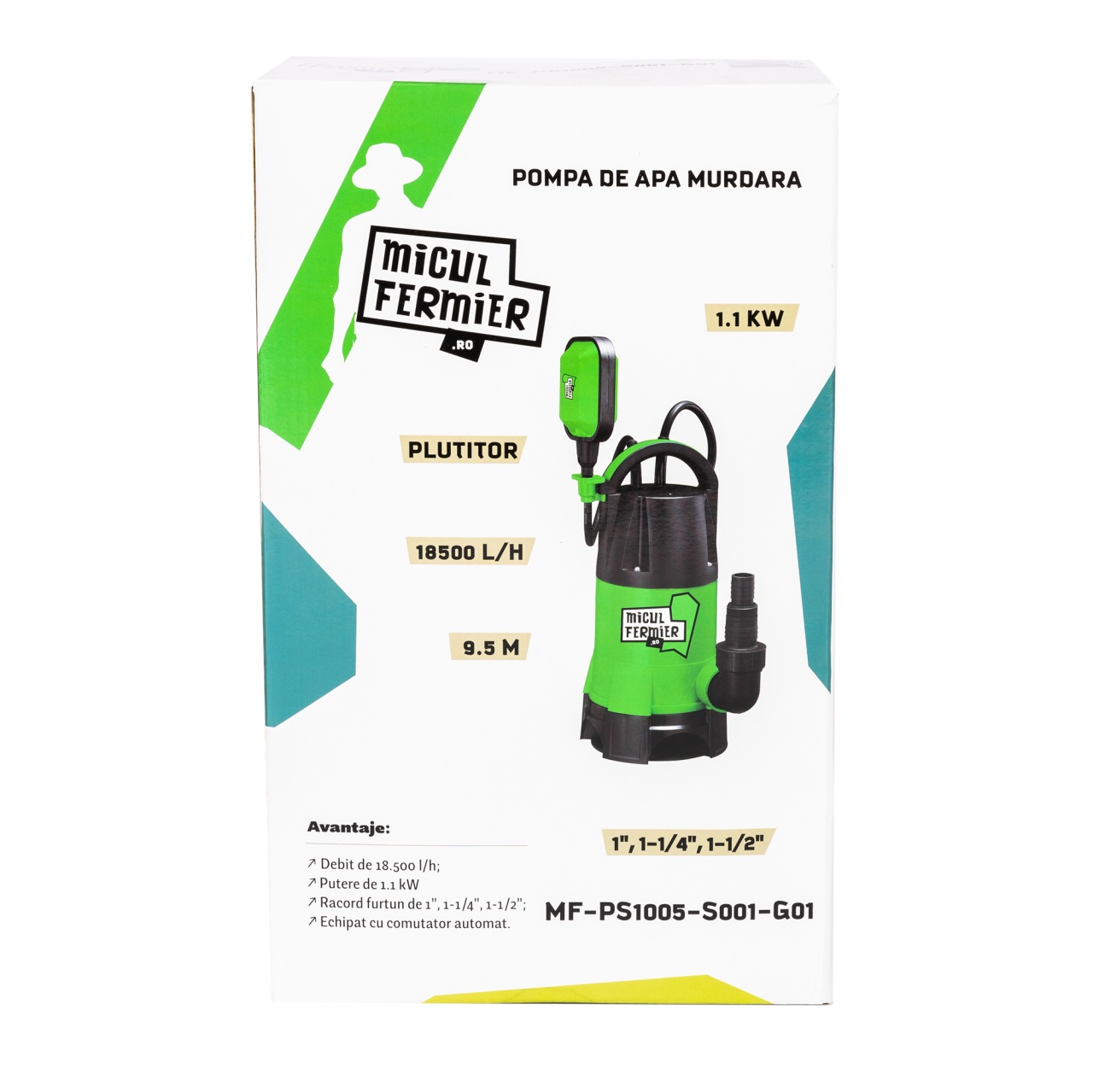 Pompa apa murdara cu plutitor, 1.1 kW, 18500l/h, 9.5m [14]