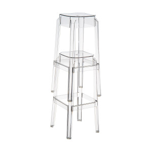 Scaun bar, Fox 75, negru transparent - Img 3