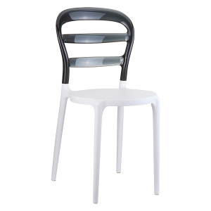 Scaun Miss Bibi, alb-negru transparent - Img 1