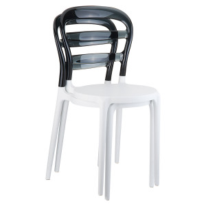 Scaun Miss Bibi, alb-negru transparent - Img 6