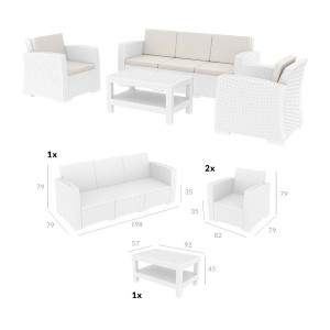Set Monaco XL lounge, alb - Img 2