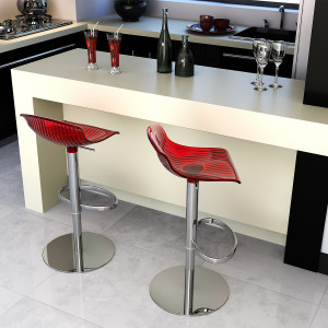 Scaun bar, Aria, rosu transparent - Img 6