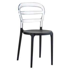 Scaun Miss Bibi, negru-transparent - Img 1