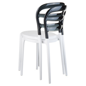 Scaun Miss Bibi, alb-negru transparent - Img 7