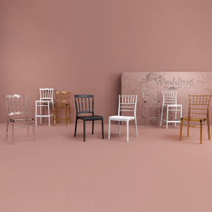 Scaun bar, Chiavari 65, alb lucios - Img 8