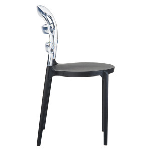 Scaun Miss Bibi, negru-transparent - Img 4
