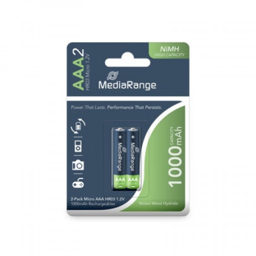 MEDIARANGE GERMANY AAA-HR3 (HR03) 2KOM/RECHARG/1000MAH/NIMH/MRBAT122