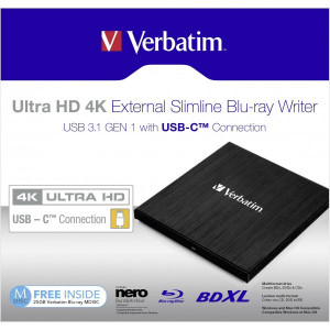 VERBATIM ULTRA HD4K EXTERNI BLU-RAY USB-C CRN+NERO SOFTWARE