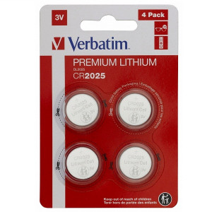 VERBATIM CR2025 LITHIUM 3V 4PACK 49532