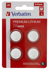 VERBATIM CR2032 LITHIUM 3V-BLISTER 4 KOMADA 49533