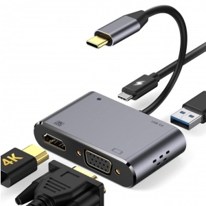 KONVERTOR TIP C NA HDMI+VGA+1XUSB 3.0+TIP C