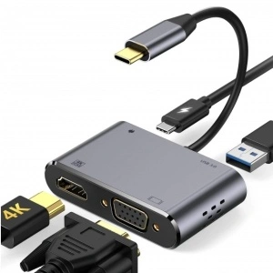 KONVERTOR TIP C NA HDMI+VGA+1XUSB 3.0+TIP C