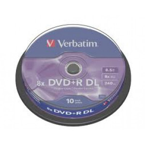 VERBATIM 8.5GB DVD+R DL 8X 43666 AZO MATT SILVER/CAKE BOX