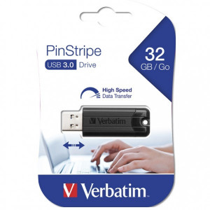 VERBATIM 32GB DRIVE 3.2 PINSTRIPE BLACK 49317