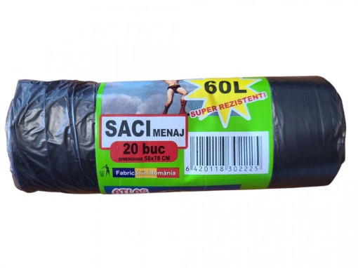 100 buc saci menajeri 60L - negri 20 buc x 5 role