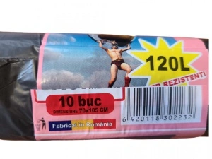 50 buc saci menajeri 120L - negri - 10 buc x 5 role