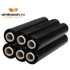 6 buc Folie Stretch manual NEGRU - 3 kg / rola 500 mm , 23 µm