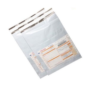 100 buc pungi curierat cu AWB (tip A4 + ) 225 x 325 mm + 50 mm clapeta cu buzunar AWB - Img 2