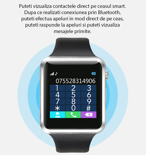 Vizualizare contacte Smartwatch iUni A100i