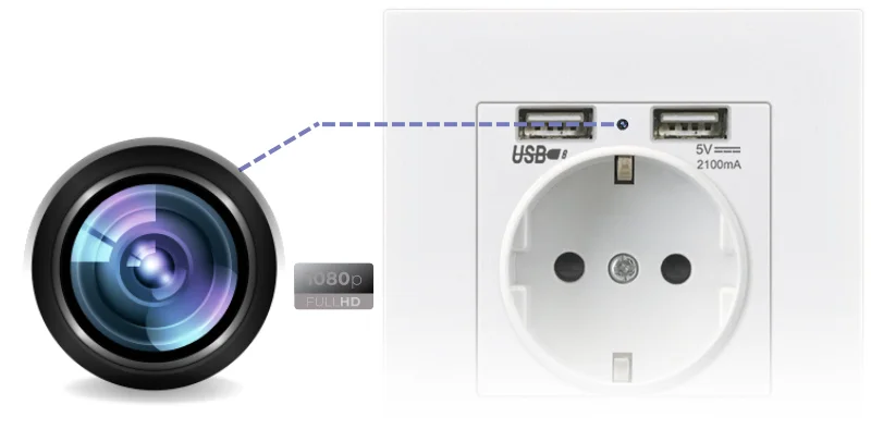 Camera Spion in Priza de perete iUni PR1, Wi-Fi, Full HD, Senzor miscare 