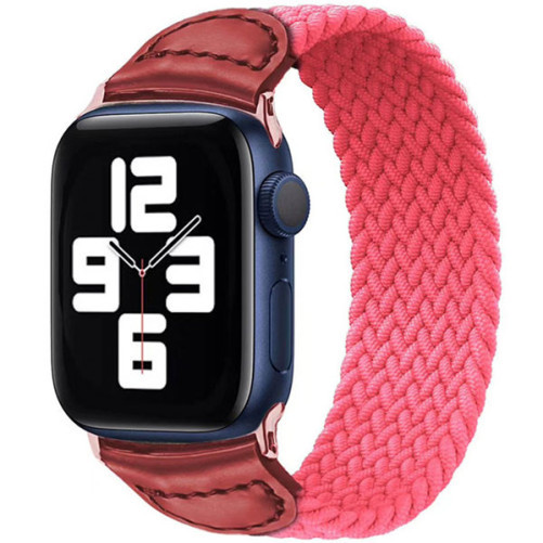 Каишка iUni за Apple Watch 1/2/3/4/5/6/7, Braided Solo Loop, 38мм, Розов
