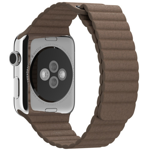 Каишка iUni Leather Loop за Apple Watch 1/2/3/4/5/6/7 42 мм Еко кожа Кафяв