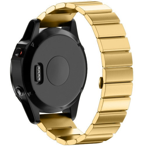 Curea ceas Smartwatch Garmin Fenix 7X / 6X / 5X Plus / 5X / 3 HR / 3, 26 mm Otel inoxidabil iUni Gold Link Bracelet