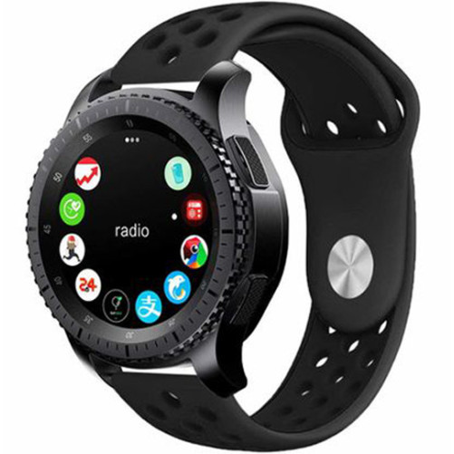 Curea ceas Smartwatch Samsung Galaxy Watch 4, Watch 4 Classic, Gear S2, iUni 20 mm Silicon Sport Black