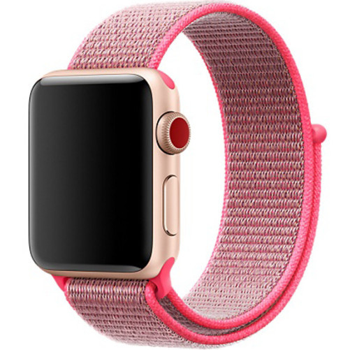 Curea iUni compatibila cu Apple Watch 1/2/3/4/5/6/7, 42mm, Nylon Sport, Woven Strap, Electric Pink